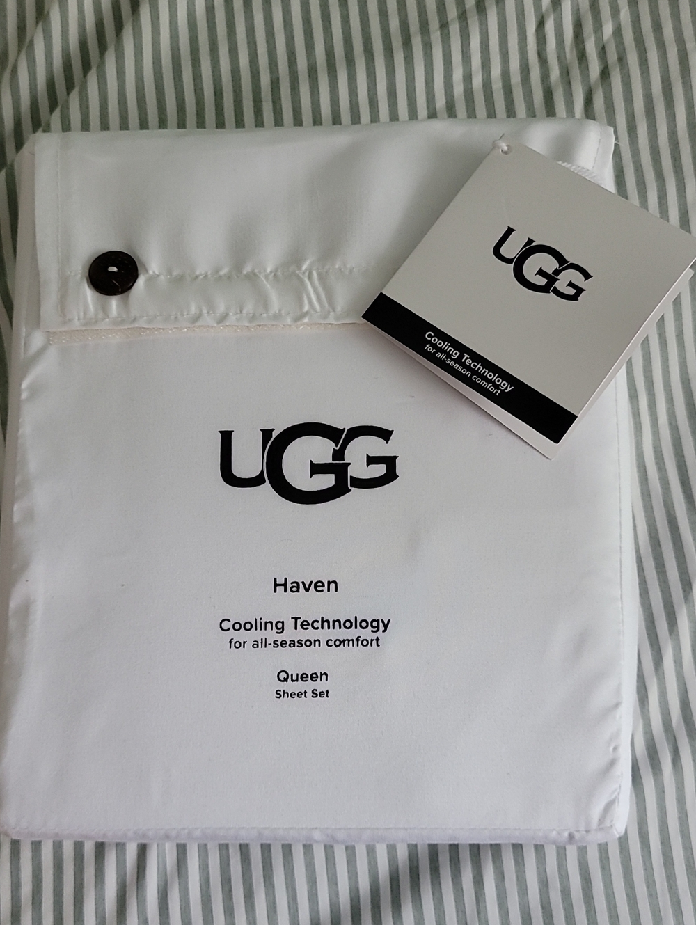 UGG White Haven Cooling Technology Queen Sheet Set